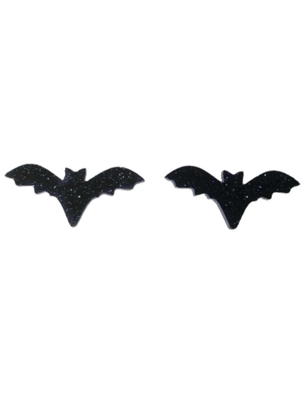 Black Sparkle Bat Acrylic Halloween Stud Earrings